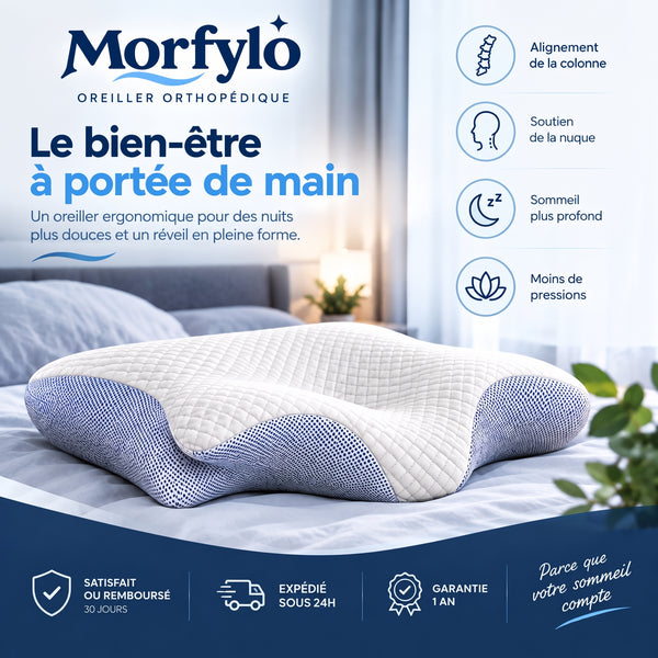 Oreiller Orthopédique Morfylo — Mousse à Mémoire de Forme
